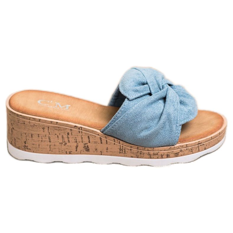 Cm Paris Sandali con zeppa in pelle scamosciata blu