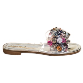 Sabatina Pantofole Trasparenti Con Ornamenti grigio
