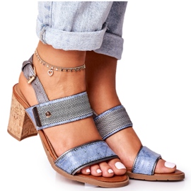 Sandali da donna con tacco alto in sughero, blu
