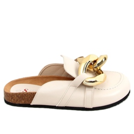 T397 Pantofole beige beige con catena spessa