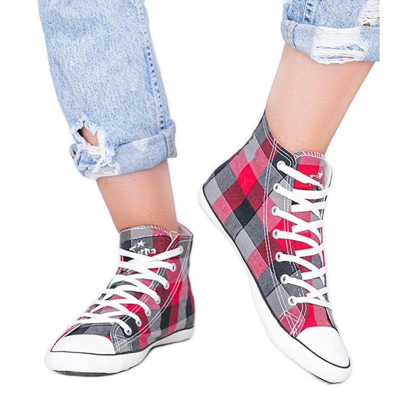 Sneakers a scacchi rosse Shape of You nero rosso grigio