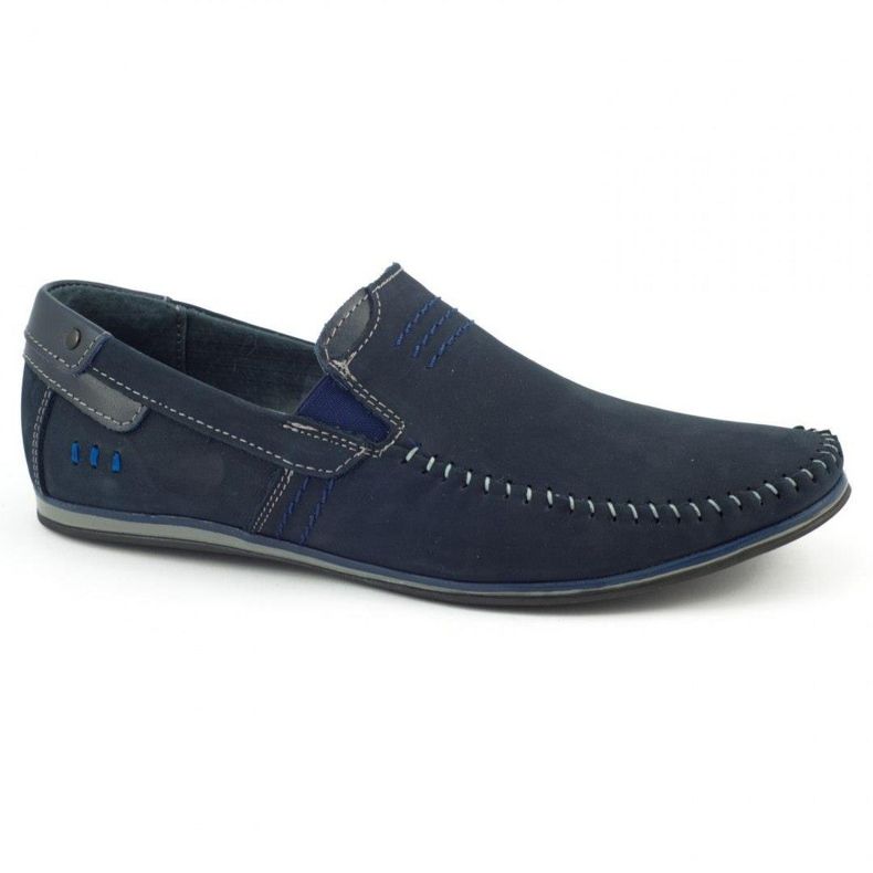 KOMODO Mocassini uomo in pelle 876 blu navy