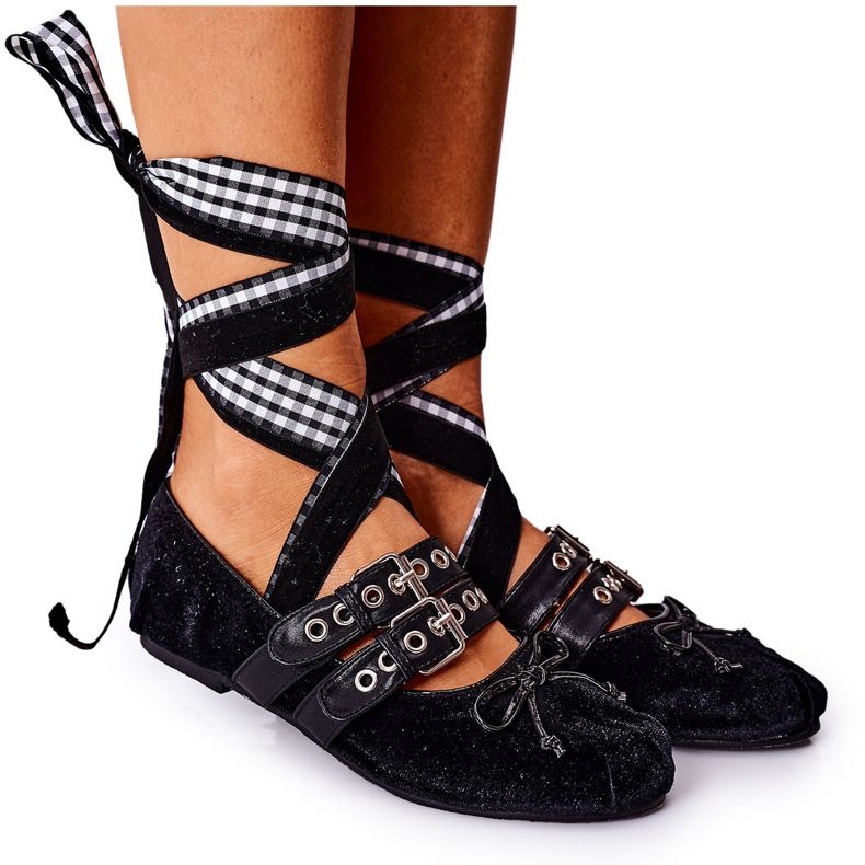Ballerine nere Lu Boo in velluto annodato nero