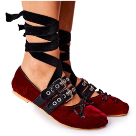 Ballerine annodate in velluto Lu Boo Borgogna rosso