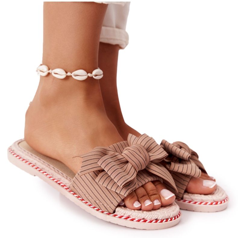 PS1 Pantofole di gomma marrone Gabriell con fiocco