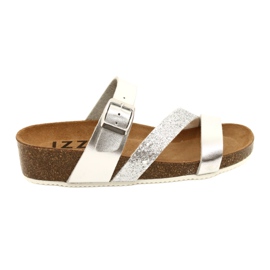 IZZI Inserto in pelle di infradito metallico femminile argento