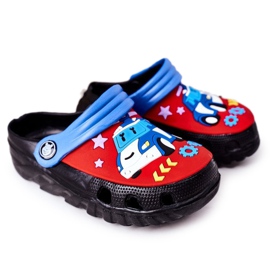 Pantofole in schiuma per bambini Crocs Nero Blu Oscar rosso