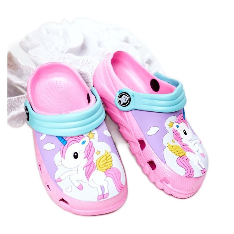 Pantofole in schiuma per bambini Crocs Pink Turchese Oscar blu rosa
