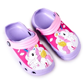 Pantofole in schiuma per bambini Crocs Violet Pink Oscar viola rosa