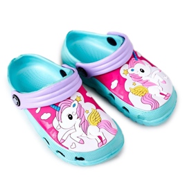 Pantofole in schiuma per bambini Crocs Green Violet Oscar viola verde
