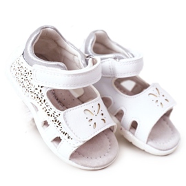 Apawwa Sandali In Pelle Per Bambini Con Velcro Bianco Meera