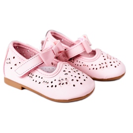 Apawwa Ballerine per bambini in pelle con velcro rosa Mireia