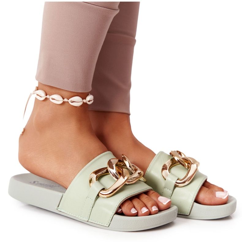 PS1 Pantofole One Moment in gomma con catena verde chiaro