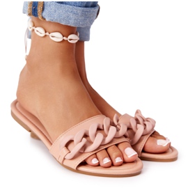 PS1 Pantofole in pelle con catena cammello passo dopo passo cachi