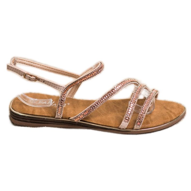 Fama Sandali flat eleganti marrone d'oro