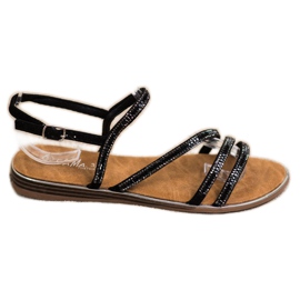 Fama Sandali flat eleganti nero