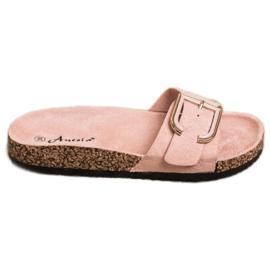 Anesia Paris Pantofole casual in pelle scamosciata rosa