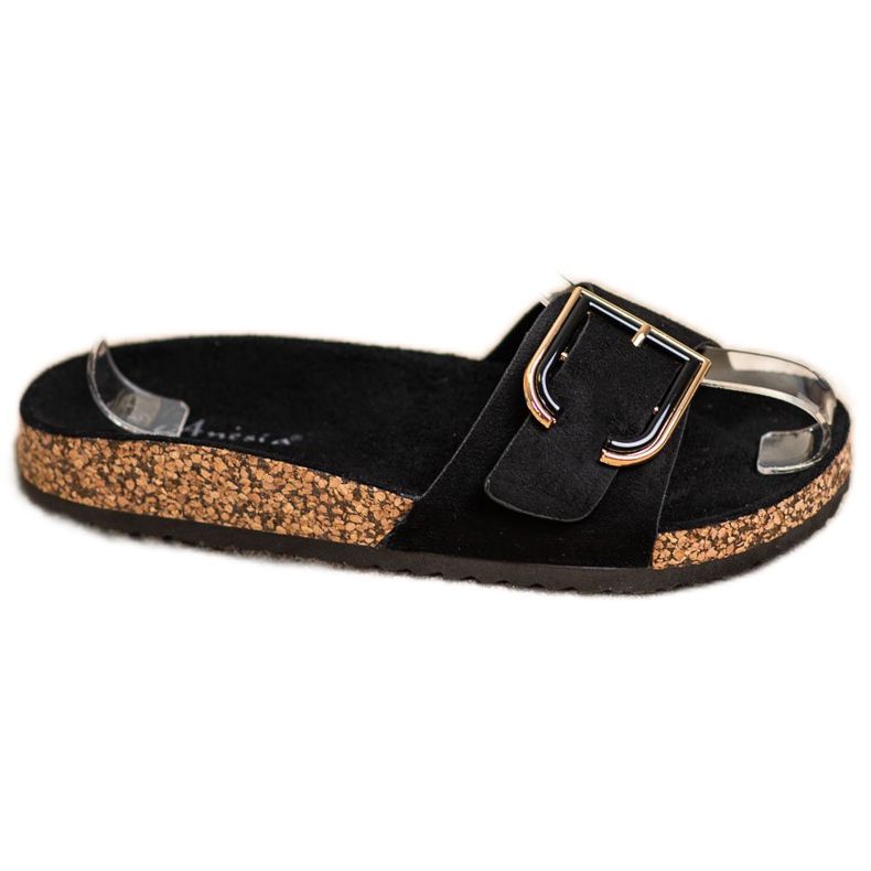 Anesia Paris Pantofole casual in pelle scamosciata nero