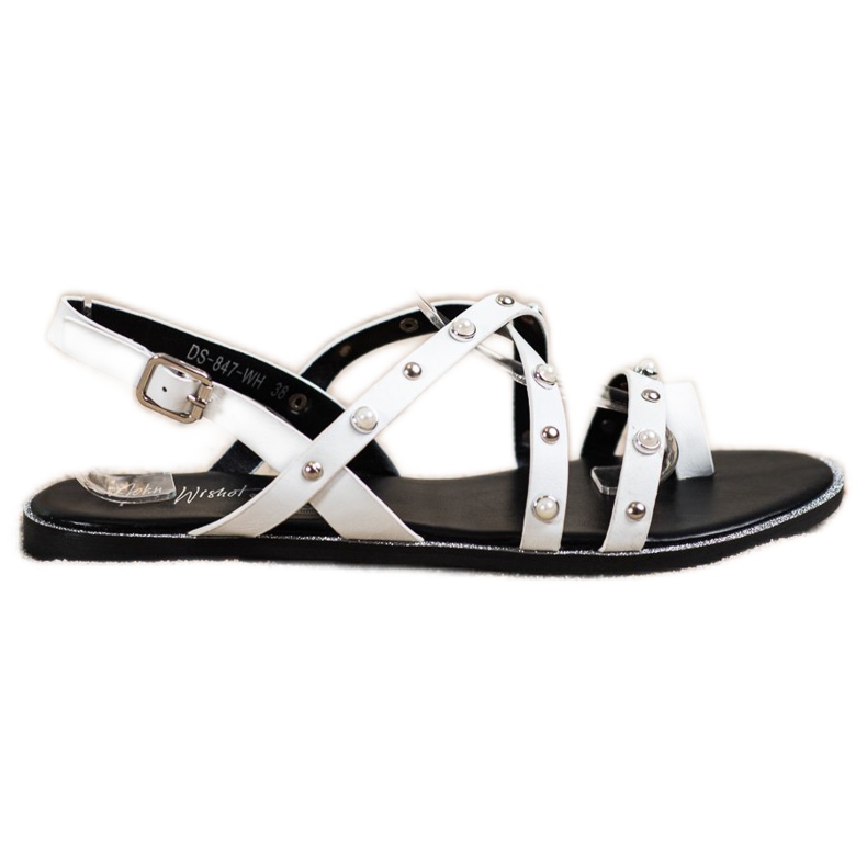 Goodin Sandali piatti con strass bianca