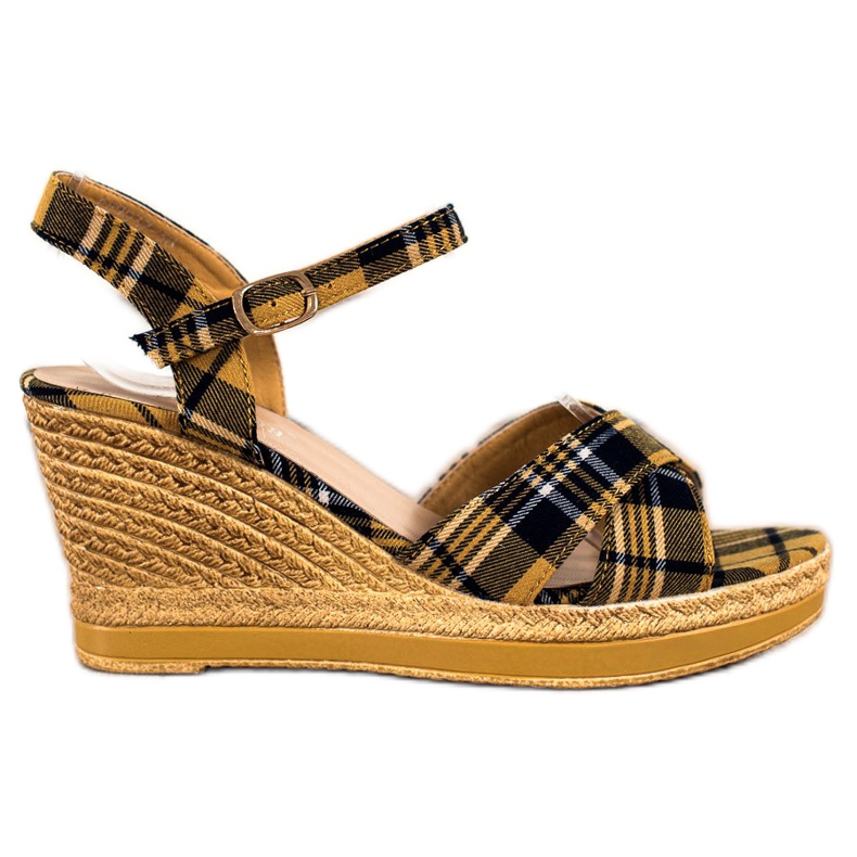 SHELOVET Sandali con zeppa a scacchi multicolore