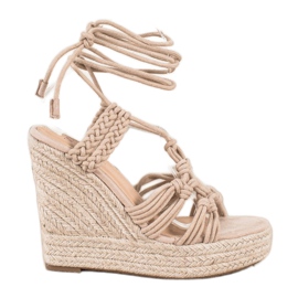 Seastar Sandali legati su una zeppa alta beige