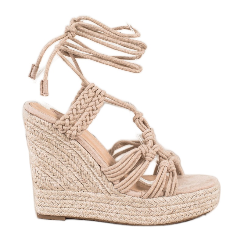 Seastar Sandali legati su una zeppa alta beige