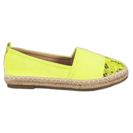 Bestelle Espadrillas con inserto stampa serpente verde giallo