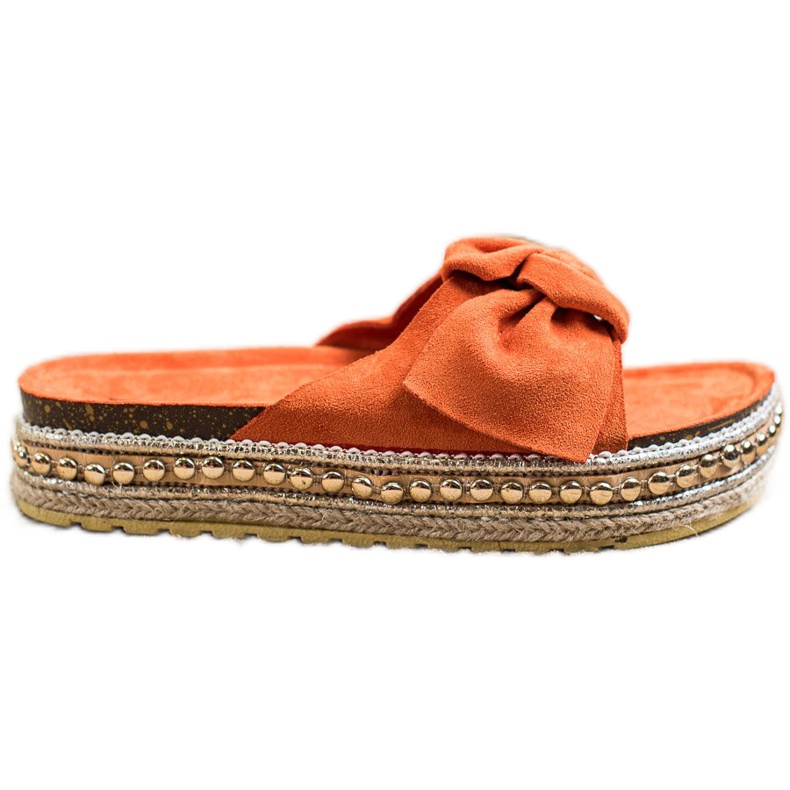 SHELOVET Ciabatte con espadrillas con fiocco arancia