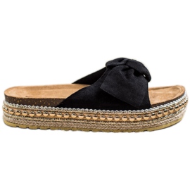 SHELOVET Pantofole Espadrillas Con Fiocco nero