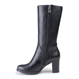 Marco Shoes Stivali classici in nappa nera con fibbie e cinturini aggiuntivi nero