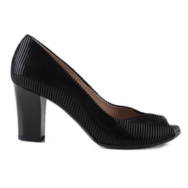 Marco Shoes décolleté a righe in pelle nera nero