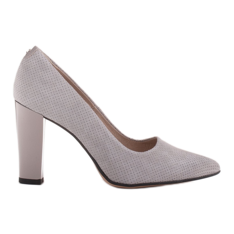 Marco Shoes décolleté in pelle grigia con pois grigio