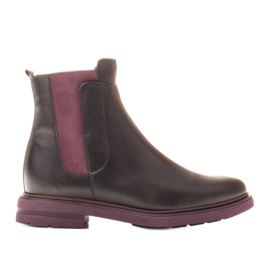Marco Shoes Stivaletti leggeri con fondo piatto in pelle fiore nera con inserto viola nero