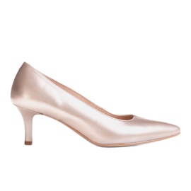Marco Shoes Comodi e classici tacchi a spillo 1039P platino con tacco basso d'oro