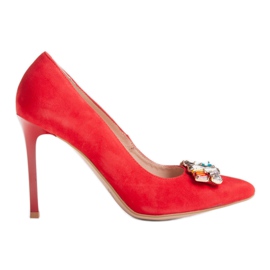 Marco Shoes 1057P borchie rosse con pietre grandi rosso