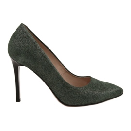 Marco Shoes Stiletto in vera pelle verde su tacco nero d'argento