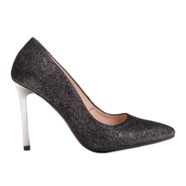Marco Shoes Stiletti neri in vera pelle con tacco argento nero