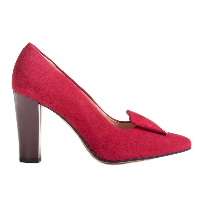 Décolleté in velour bordeaux Marco Shoes 1008P con abbellimento rosso