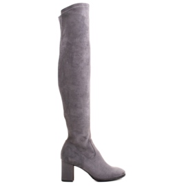 Marco Shoes Stivali da donna grigi alti e sartoriali realizzati in stretch grigio