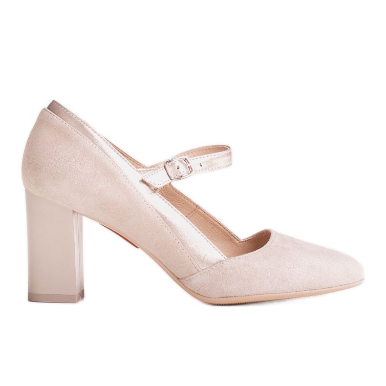 Marco Shoes Décolleté con cinturino su un tacco stabile beige