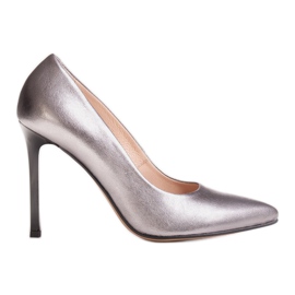 Marco Shoes Stiletto Marco in pelle naturale con tacco d'argento grigio