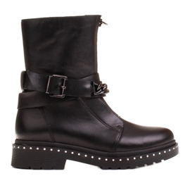 Marco Shoes Marco 1262B scarponi da trekking da donna con catena, Glany nero