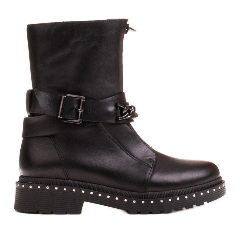 Marco Shoes Marco 1262B scarponi da trekking da donna con catena, Glany nero