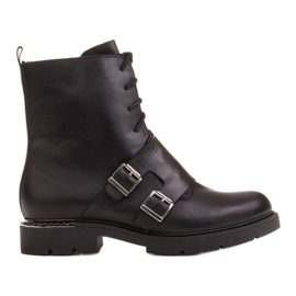 Marco Shoes Stivaletti donna stringati 1364B con doppia fibbia nero