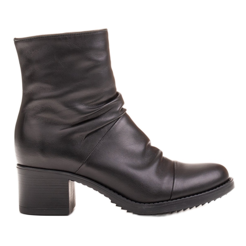 Marco Shoes Comodi stivali in pelle nera con arricciatura nero