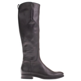 Marco Shoes Stivali neri lisci e classici 1323K su un piatto nero