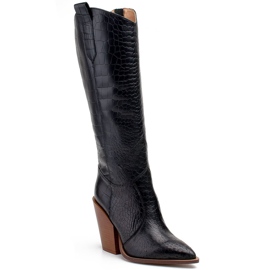 Marco Shoes Stivali neri da donna Marco 1373K stivali texani con pelle di rettile nero