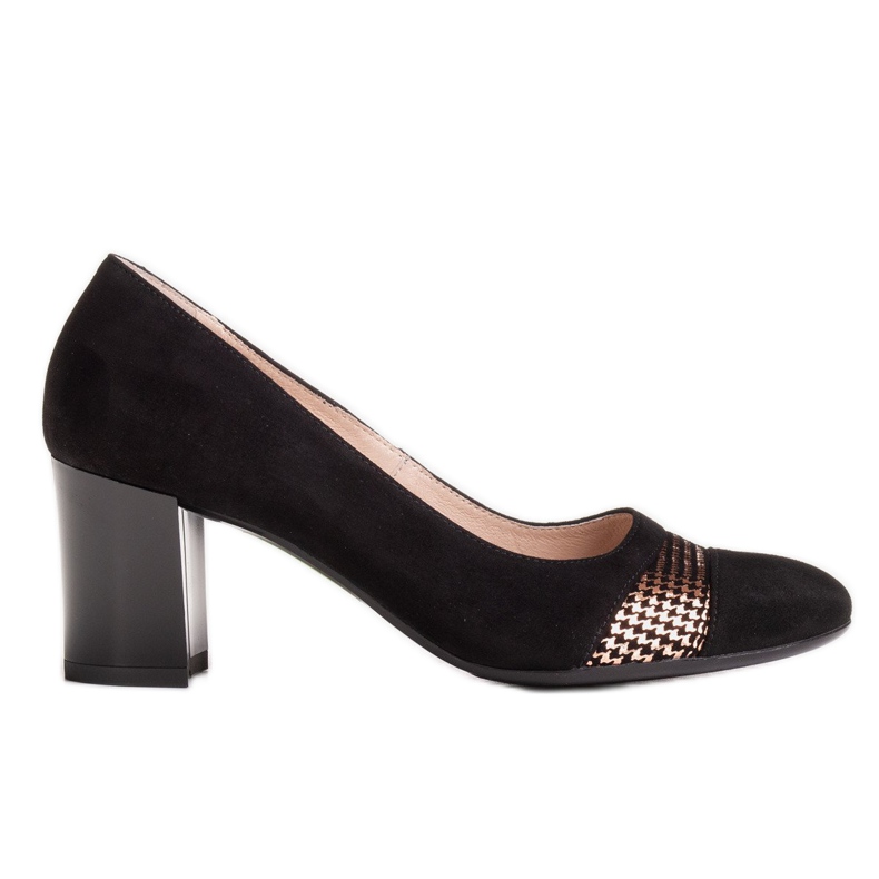 Marco Shoes Décolleté in camoscio con pied de poule metallico nero