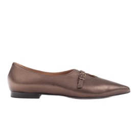 Marco Shoes Ballerine slim 1332P metallizzate con cinturino marrone