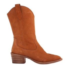 Marco Shoes Stivali di rame realizzati in pelle scamosciata naturale marrone